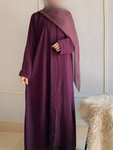 Plain Regular Zoom Front Open Abaya – Grape Juice